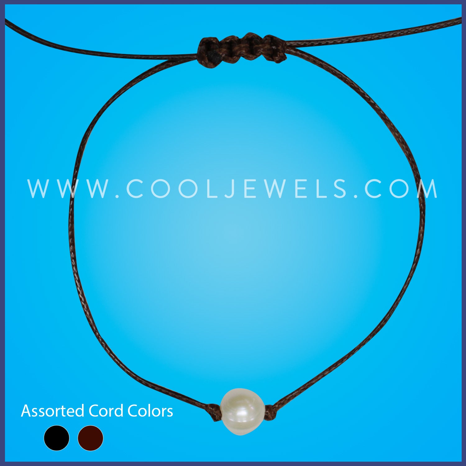 WAX CORD SLIDER ANKLET WITH FRESH WATER PEARL 