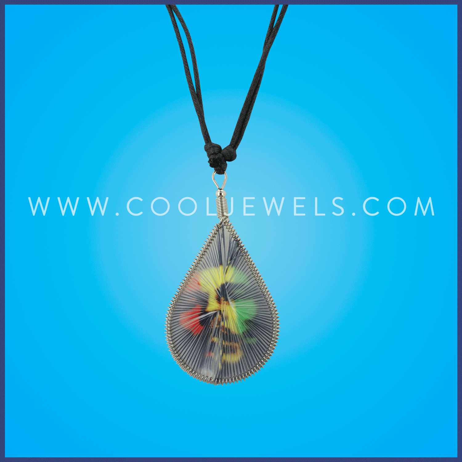 SLIDER CORD NECKLACE WITH DREAM CATCHER TEARDROP OF BOB MARLEY