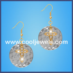 Round Casting Cross Earrings