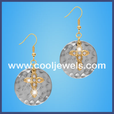 Round Casting Cross Earrings