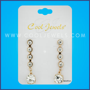 POST EARRINGS WITH DANGLING RHINESTONES