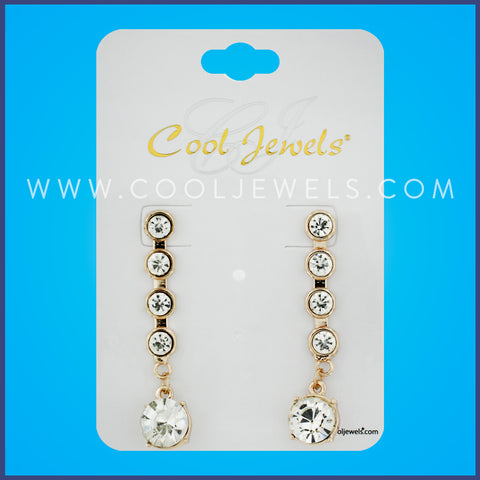 POST EARRINGS WITH DANGLING RHINESTONES