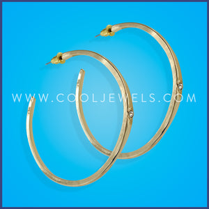 GOLD POST HOOP EARRING WITH RHINESTONE