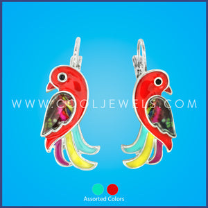 POST EARRING WITH COLORFUL PARROTS