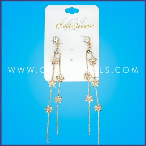 POST EARRINGS WITH DANGLING RHINESTONE FLOWERS