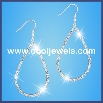 Silver Rhinestone Teardrop Earrings