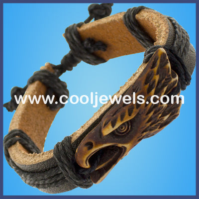 Assorted Resin Eagle Leather Bracelets