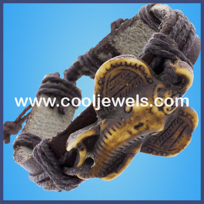 Resin Elephant Leather Bracelets