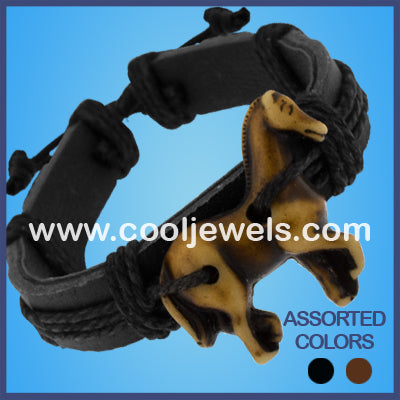 Resin Horse Leather Bracelets