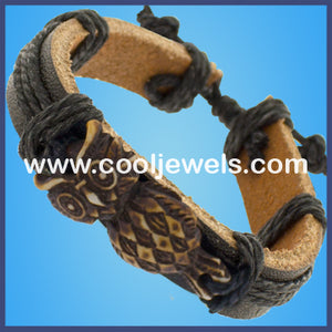 Resin Owl Leather Bracelets