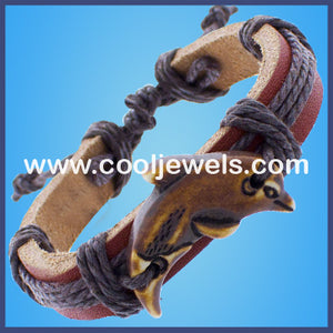 Resin Dolphin Leather Bracelet