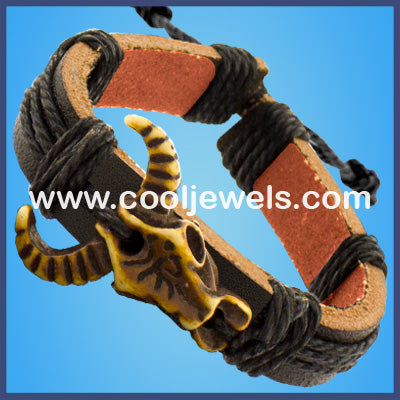 Resin Longhorn Leather Bracelets