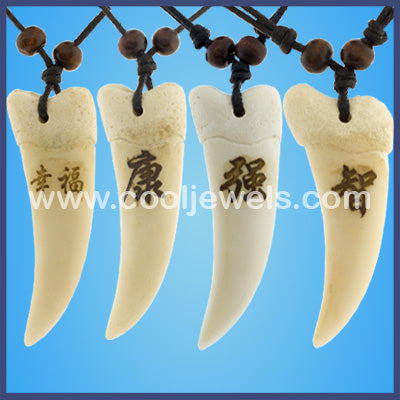 Assorted Pack of Slider Tooth Chinese Symbol Necklaces
