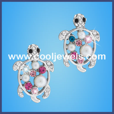 Rhinestone Turtle Earrings