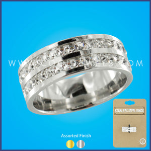 STAINLESS STEEL BAND WITH TWO (2) ROWS OF RHINESTONES  ASSORTED