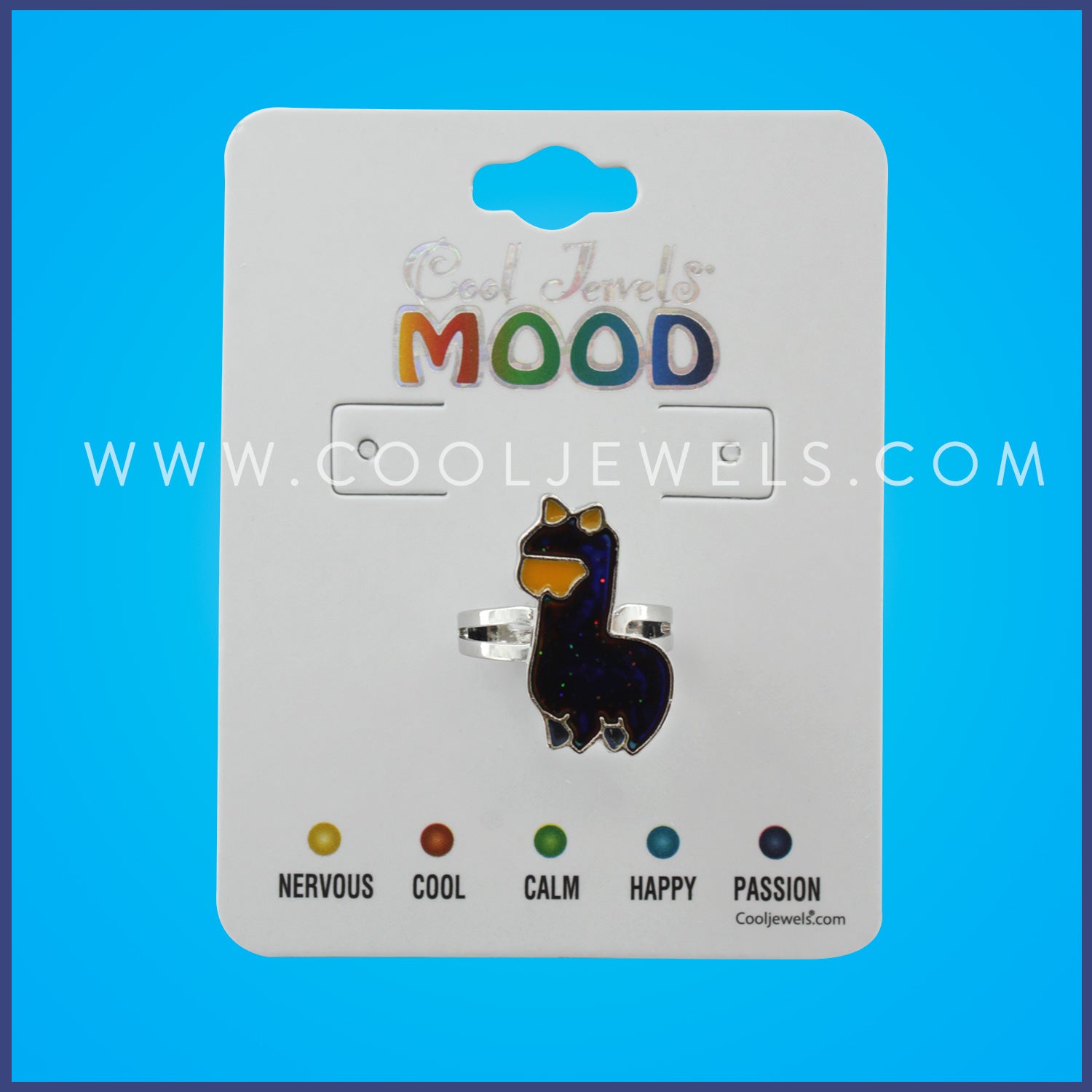 GLITTER MOOD LLAMA RING - CARDED