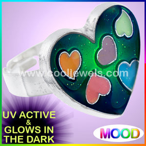 Glows in the Dark and Mood Heart Rings