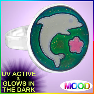 UV and Mood Dolphin and Flower Rings