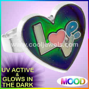 UV and Mood Heart Love Rings