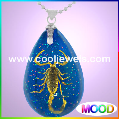 Resin Amber Mood Teardrop Scorpion Necklaces