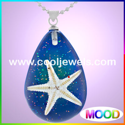 Resin Amber Mood Teardrop Starfish Necklaces