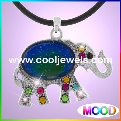 Rhinestone Mood Elephant Necklace