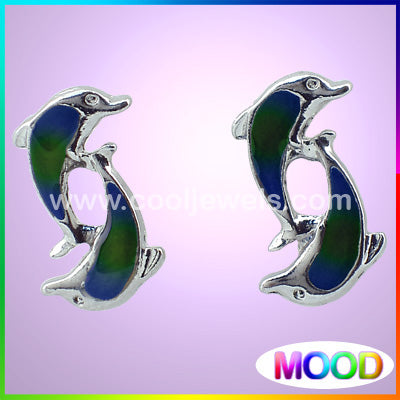 Wholesale Mood Double Dolphin Earrings
