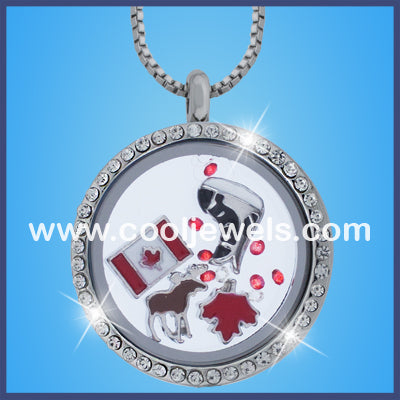 Round Rhinestone Canadian Themed Necklaces