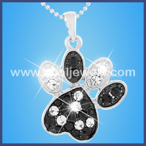 Black and Clear Color Rhinestone Bear Paw Necklaces