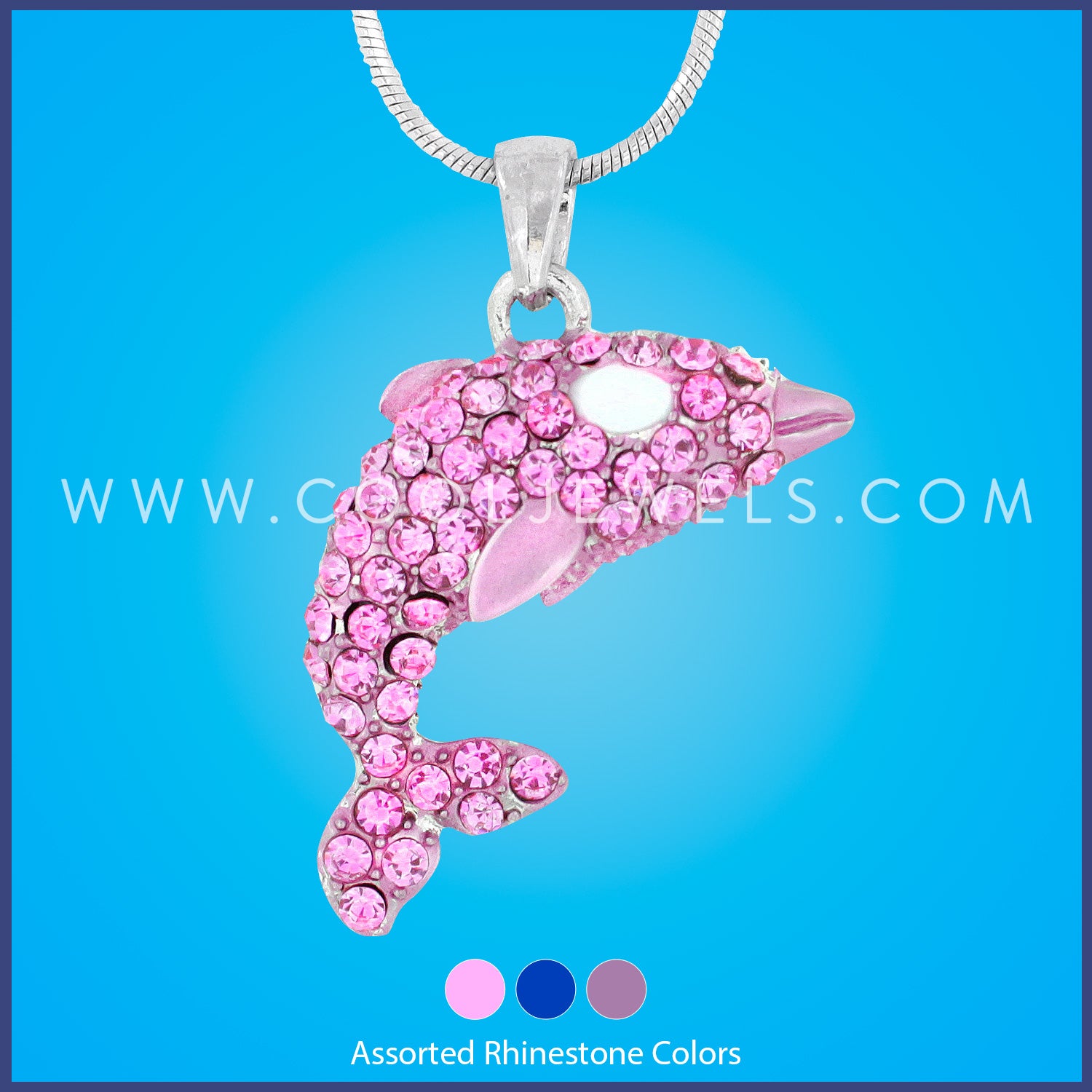 Rhinestone Orca Killer Whale Necklace