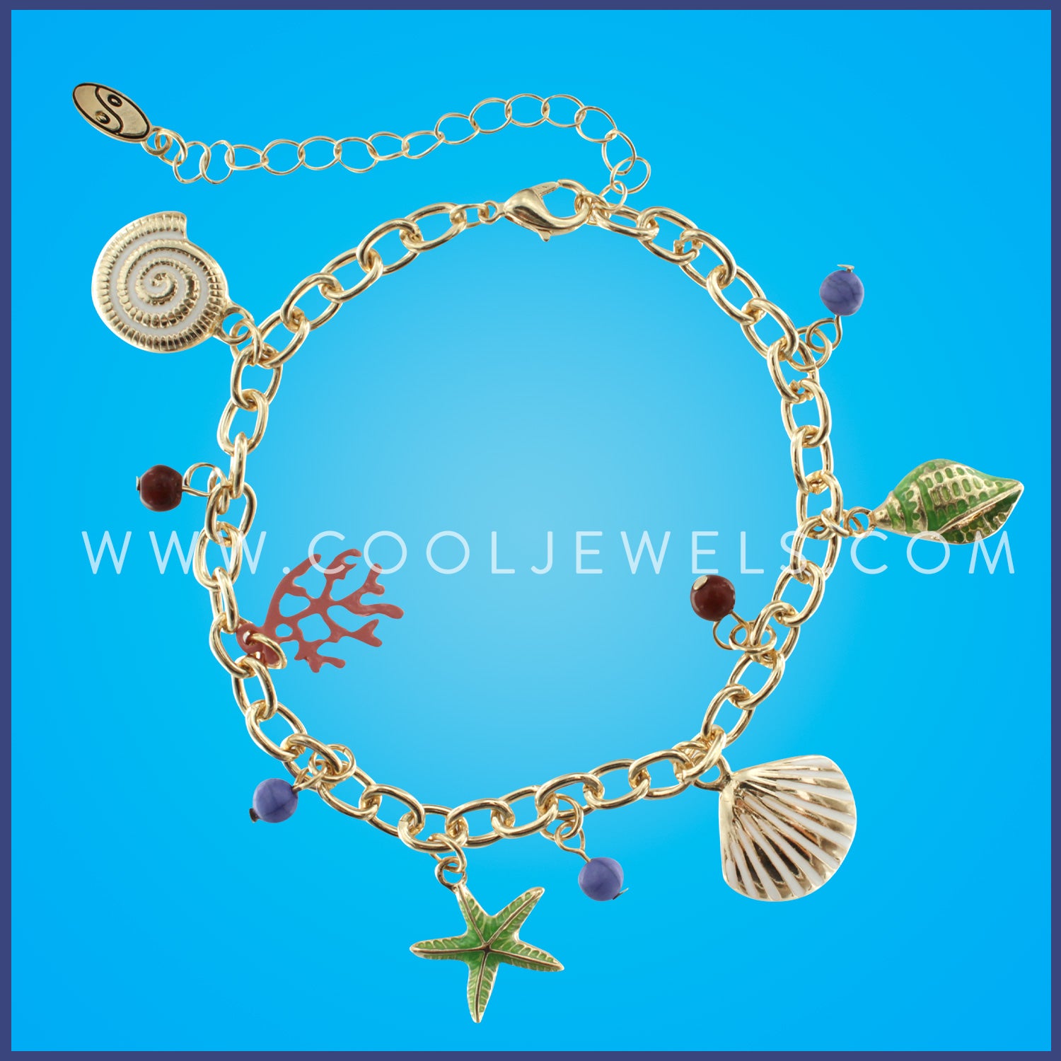 LINK CHAIN BRACELET WITH SEA LIFE CHARMS 