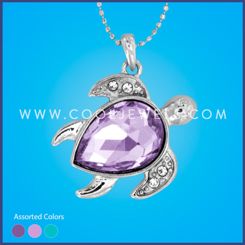 NECKLACE WITH RHINESTONE & CRYSTAL TURTLE