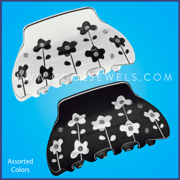 FLOWERS WITH RHINESTONES JAW CLIP