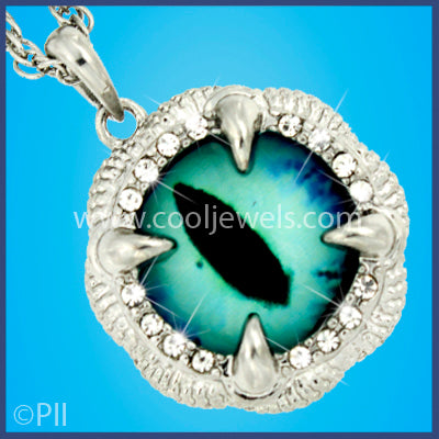 Silver Rhinestone Eye Pendant Necklace