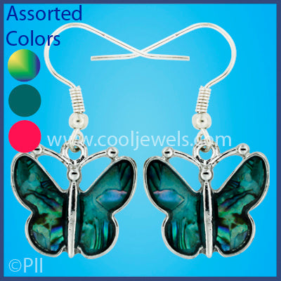 Assorted Iridescent Swirl Paua Butterfly Earrings