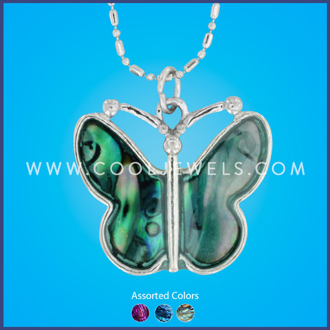 Iridescent Swirl Butterfly Necklace