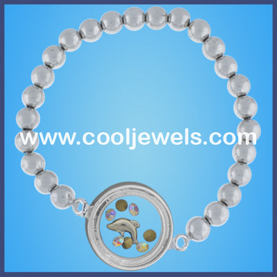 Silver Bead Dolphin Bracelets