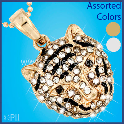 Assorted Rhinestone Tiger Head Necklace