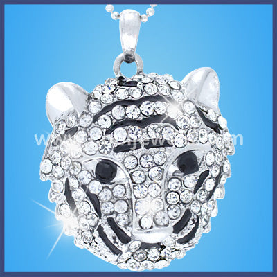Rhinestone Tiger Head Necklace