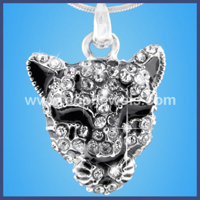 Rhinestone Cheetah Face Necklace