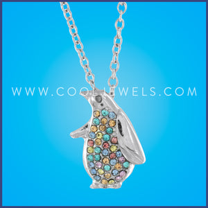 LINK CHAIN NECKLACE WITH PASTEL RHINESTONE PENGUIN
