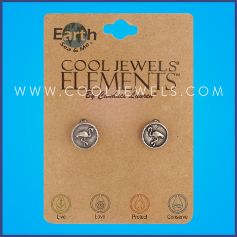 SILVER FLAMINGO POST EARRINGS