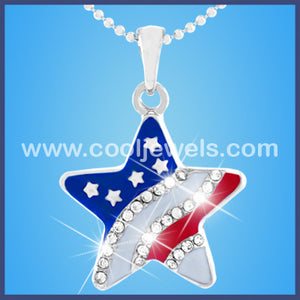 Rhinestone Flag Star Necklace