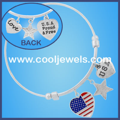 American Flag Wire Bangle Bracelets