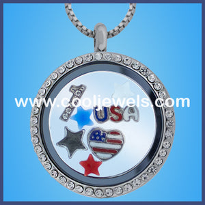Round Rhinestone American Themed Necklaces