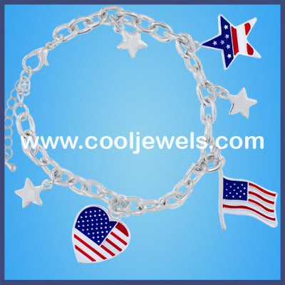 American Flag,Heart and Stars Bracelets