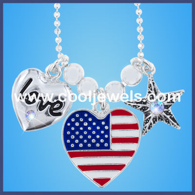 American Flag Heart Necklace