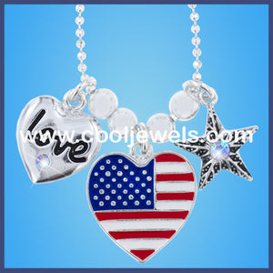 American Flag Heart Necklace