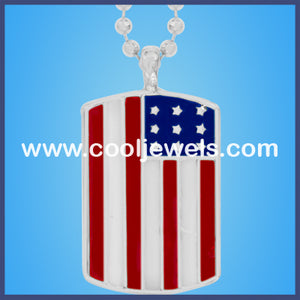 American Flag Dog Tag Necklace