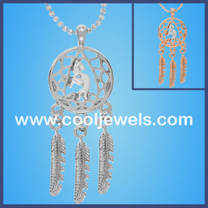 Kokopelli Dream Catcher Feather Necklaces